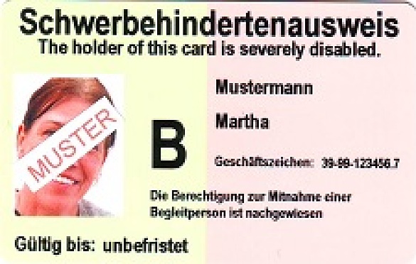 Abbildung grün-orangefarbener Ausweis